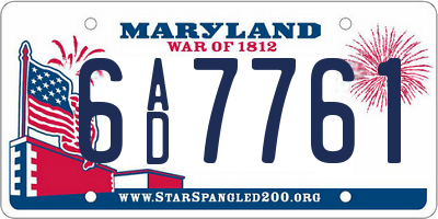 MD license plate 6AD7761