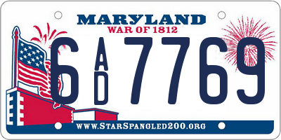 MD license plate 6AD7769