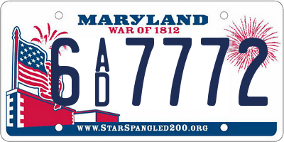 MD license plate 6AD7772