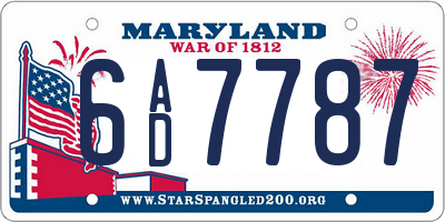 MD license plate 6AD7787