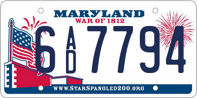 MD license plate 6AD7794
