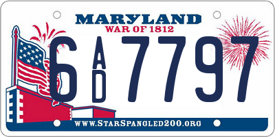 MD license plate 6AD7797