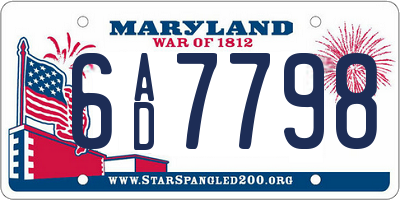 MD license plate 6AD7798