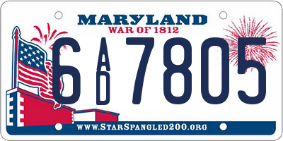 MD license plate 6AD7805