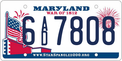 MD license plate 6AD7808