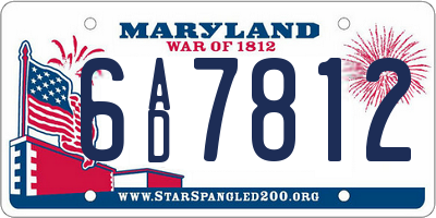 MD license plate 6AD7812