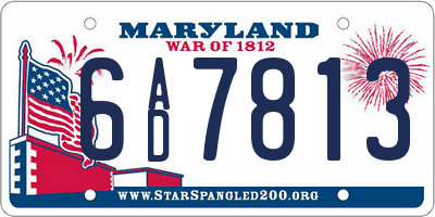 MD license plate 6AD7813