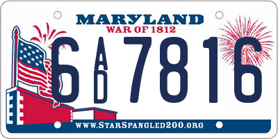 MD license plate 6AD7816