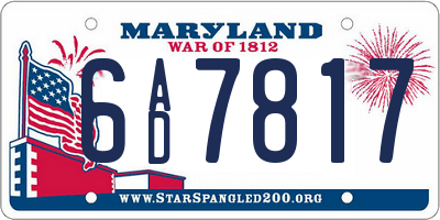 MD license plate 6AD7817