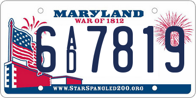 MD license plate 6AD7819
