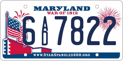 MD license plate 6AD7822
