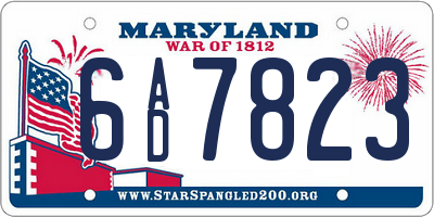 MD license plate 6AD7823