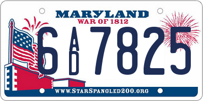 MD license plate 6AD7825