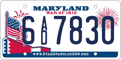 MD license plate 6AD7830