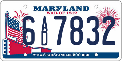 MD license plate 6AD7832
