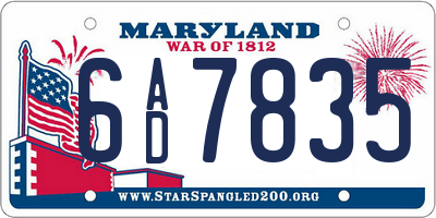 MD license plate 6AD7835