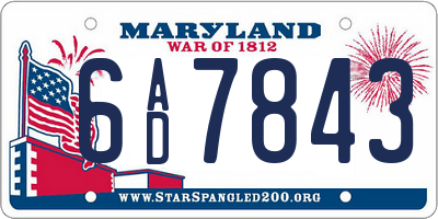 MD license plate 6AD7843
