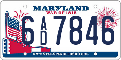 MD license plate 6AD7846
