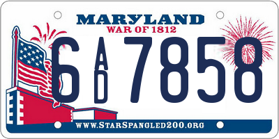 MD license plate 6AD7858
