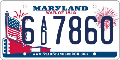 MD license plate 6AD7860