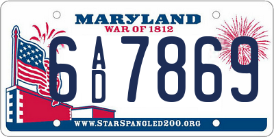 MD license plate 6AD7869