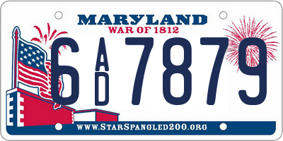 MD license plate 6AD7879