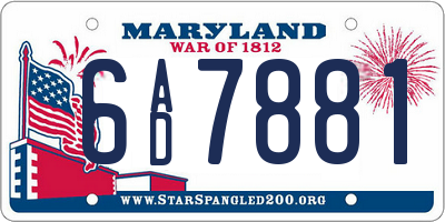 MD license plate 6AD7881