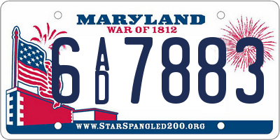 MD license plate 6AD7883