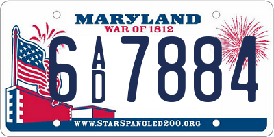 MD license plate 6AD7884