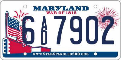 MD license plate 6AD7902