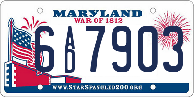 MD license plate 6AD7903