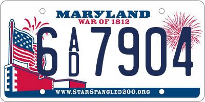 MD license plate 6AD7904