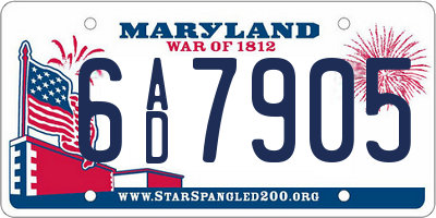 MD license plate 6AD7905