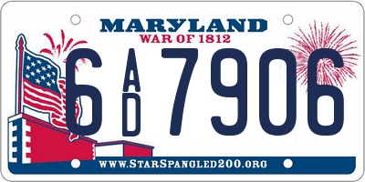 MD license plate 6AD7906