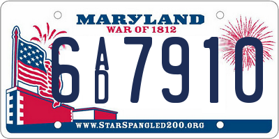 MD license plate 6AD7910