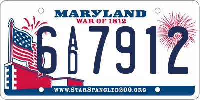 MD license plate 6AD7912