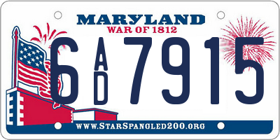 MD license plate 6AD7915
