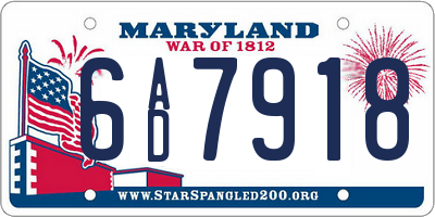 MD license plate 6AD7918
