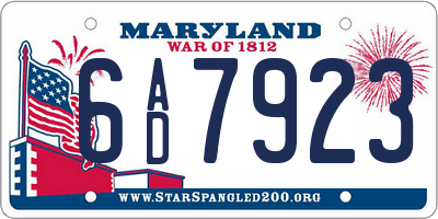 MD license plate 6AD7923