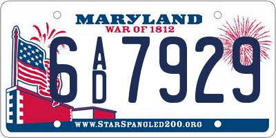 MD license plate 6AD7929