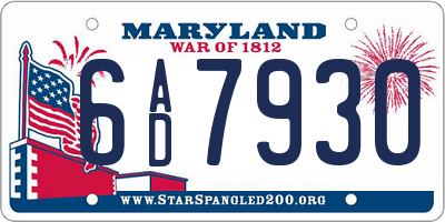 MD license plate 6AD7930