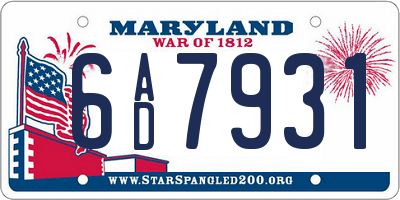 MD license plate 6AD7931