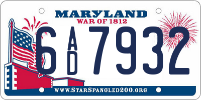 MD license plate 6AD7932