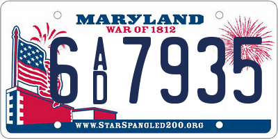 MD license plate 6AD7935