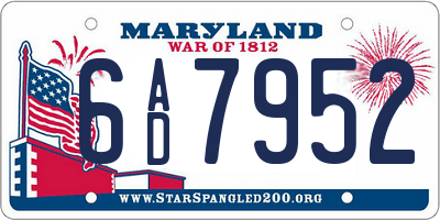 MD license plate 6AD7952