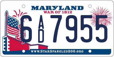 MD license plate 6AD7955