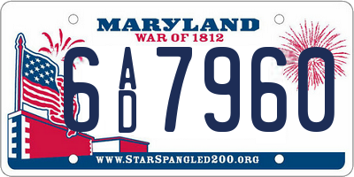 MD license plate 6AD7960