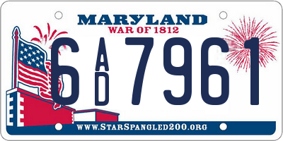 MD license plate 6AD7961
