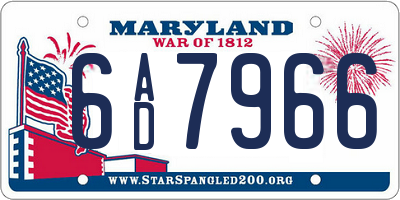 MD license plate 6AD7966
