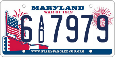 MD license plate 6AD7979